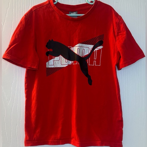 Puma logo red short sleeve shirt‎ boys 10/12 - Picture 2 of 8